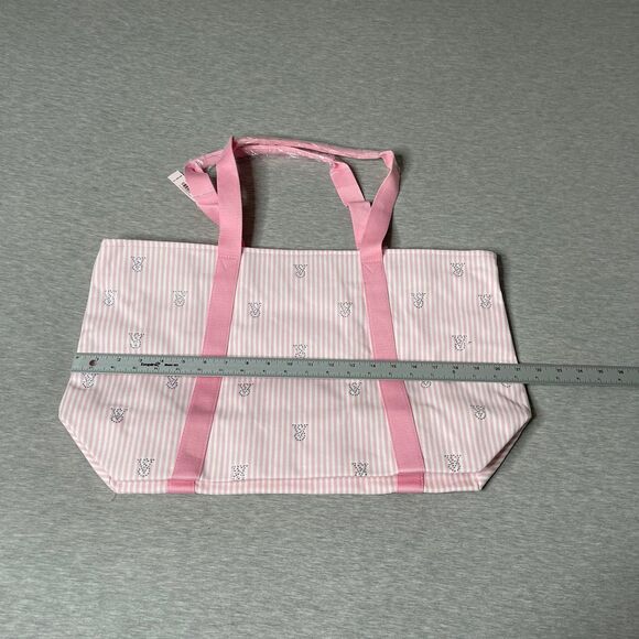 Victoria’s Secret Heritage Stripe Rhinestone Embellished Canvas Tote Bag - Picture 4 of 10